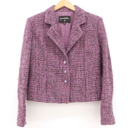 Chanel Tweed Jacket Silk Lined Pinkish Size 38 4000065800905448