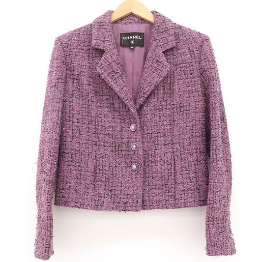 Chanel Tweed Jacket Silk Lined Pinkish Size 38 4000065800905448