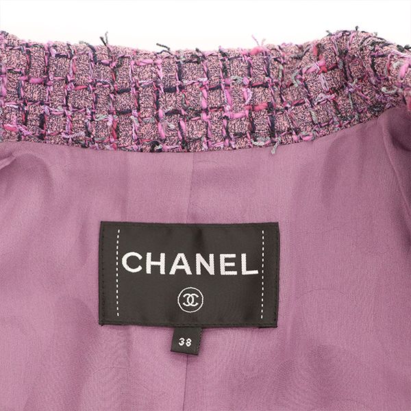 Chanel Tweed Jacket Silk Lined Pinkish Size 38 4000065800905448