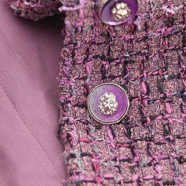 Chanel Tweed Jacket Silk Lined Pinkish Size 38 4000065800905448