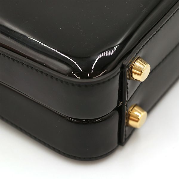 Excellent Condition" Gucci Black Patent Leather Sylvie 2way Handbag 589479