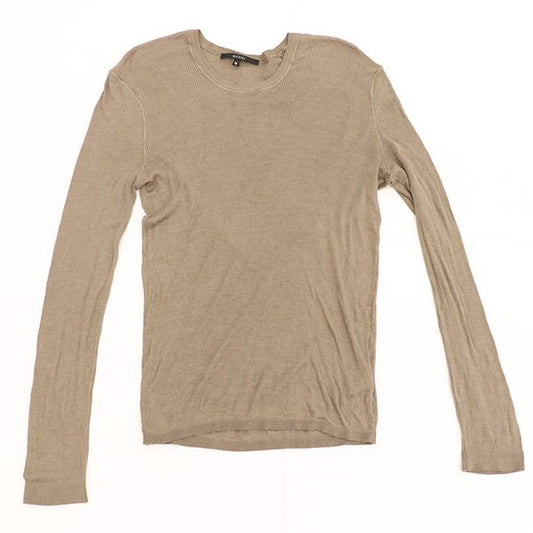 Gucci Long Sleeve Round Neck Silk Cut and Sewn Top 100% Grey Silk Indicated