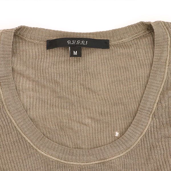 Gucci Long Sleeve Round Neck Silk Cut and Sewn Top 100% Grey Silk Indicated