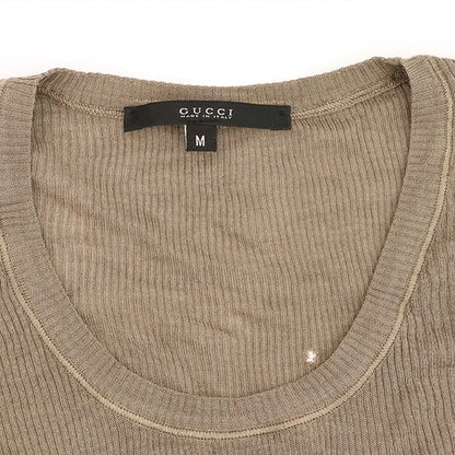 Gucci Long Sleeve Round Neck Silk Cut and Sewn Top 100% Grey Silk Indicated