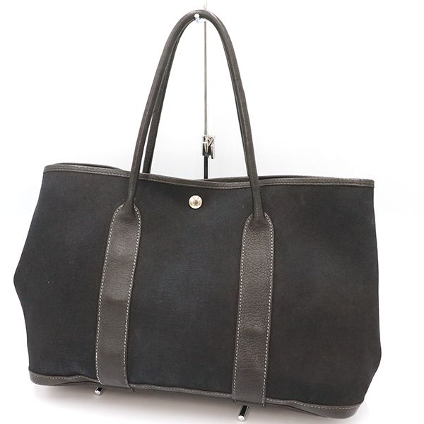 Hermes Black Canvas Scuff Zipper Garden Party PM Tote Bag Unisex 4000001801