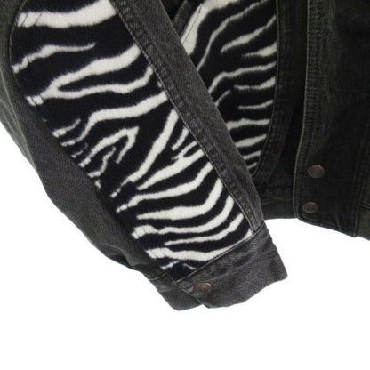 Celine It4oz99n82zk Denim Jacket Jean Jacket Zebra Print Black L