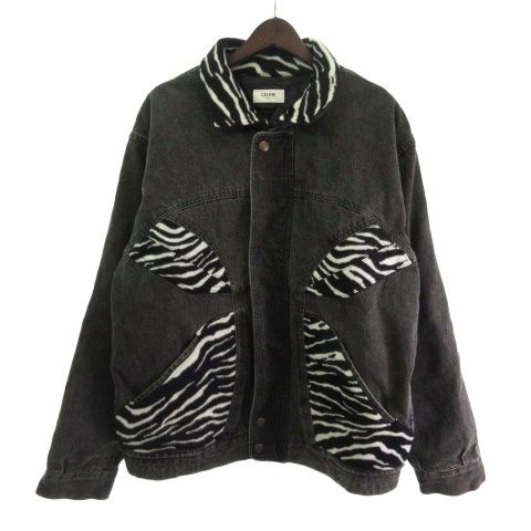 Celine It4oz99n82zk Denim Jacket Jean Jacket Zebra Print Black L