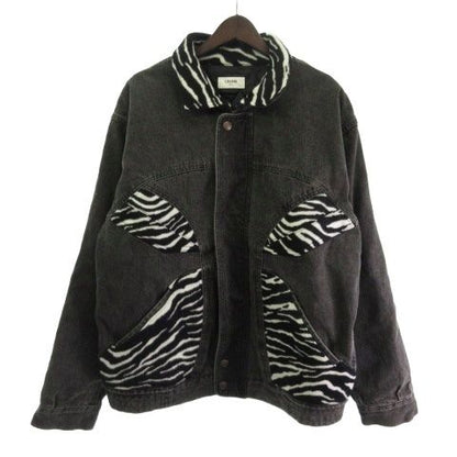 Celine It4oz99n82zk Denim Jacket Jean Jacket Zebra Print Black L