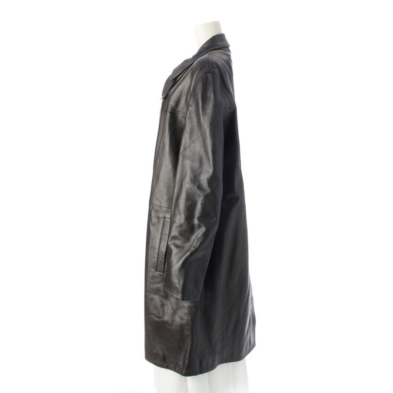 Prada Fw1998 Leather Velcro Long Archive Coat Black 50