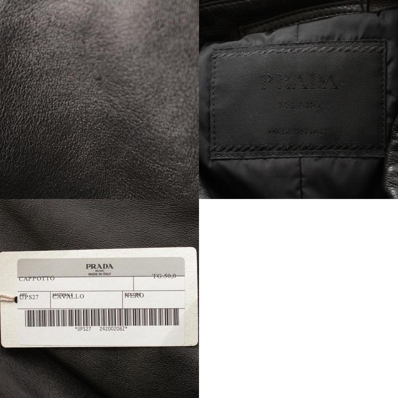 Prada Fw1998 Leather Velcro Long Archive Coat Black 50