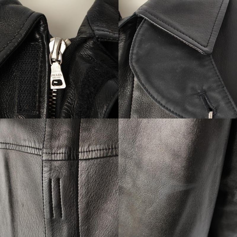 Prada Fw1998 Leather Velcro Long Archive Coat Black 50