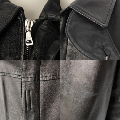 Prada Fw1998 Leather Velcro Long Archive Coat Black 50