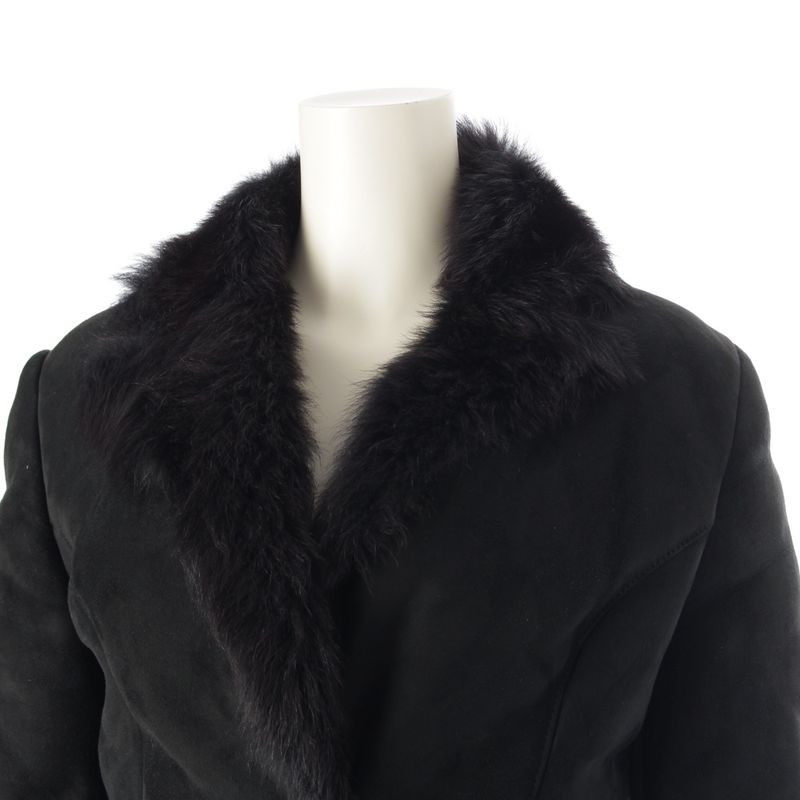 Gucci Leather Tom Ford Period Fur Mouton Jacket Coat Outerwear Black 40
