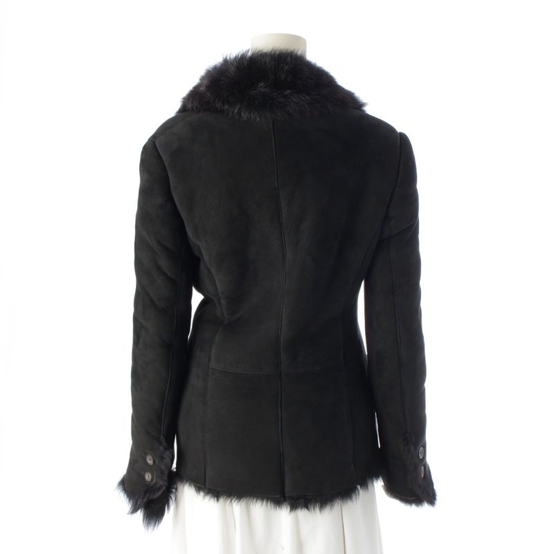 Gucci Leather Tom Ford Period Fur Mouton Jacket Coat Outerwear Black 40