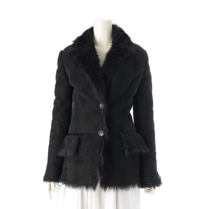 Gucci Leather Tom Ford Period Fur Mouton Jacket Coat Outerwear Black 40