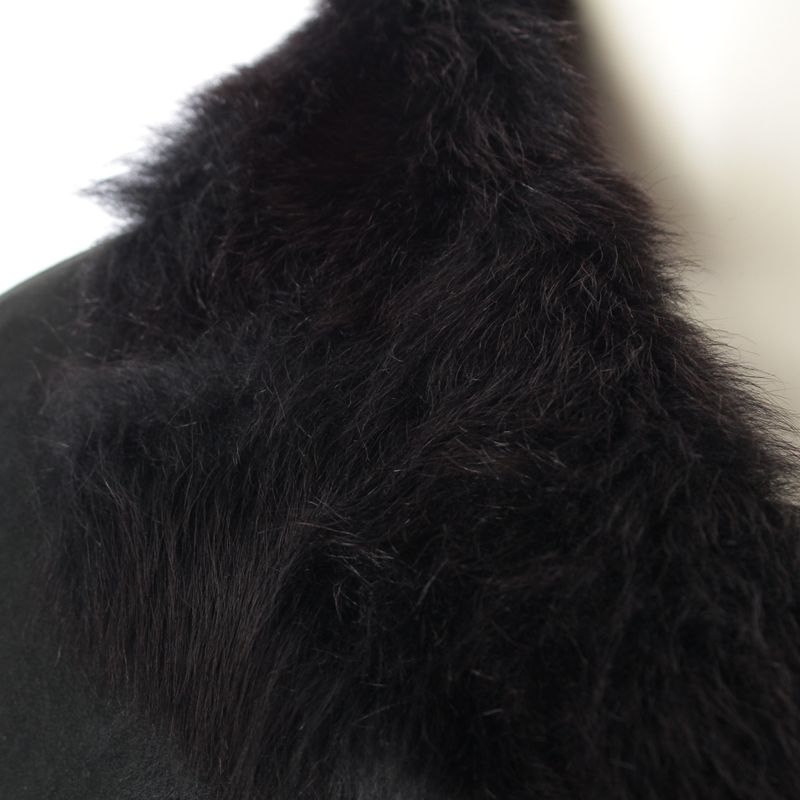 Gucci Leather Tom Ford Period Fur Mouton Jacket Coat Outerwear Black 40