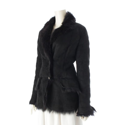 Gucci Leather Tom Ford Period Fur Mouton Jacket Coat Outerwear Black 40