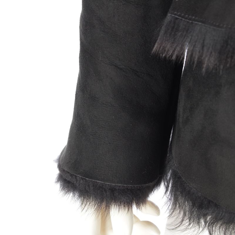 Gucci Leather Tom Ford Period Fur Mouton Jacket Coat Outerwear Black 40