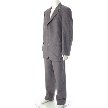 Gianni Versace Angora Wool Flannel Striped Jacket Pant Setup Gray