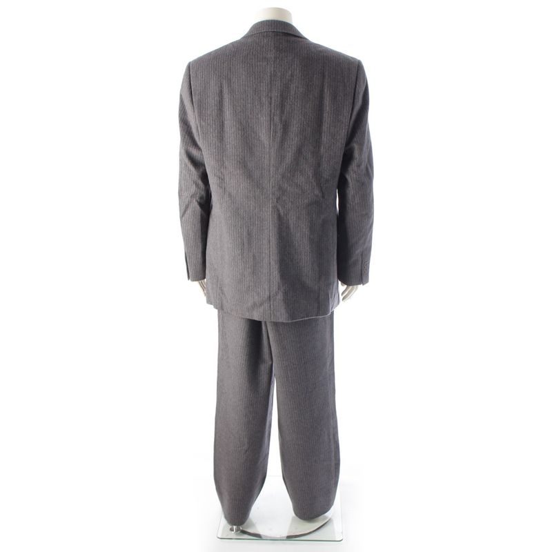 Gianni Versace Angora Wool Flannel Striped Jacket Pant Setup Gray