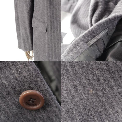 Gianni Versace Angora Wool Flannel Striped Jacket Pant Setup Gray