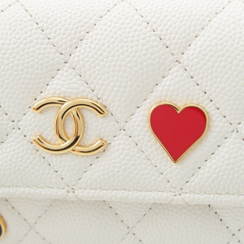 Chanel Caviar Skin Coco Mark Matelasse Heart Spade Trump Card Case Coin Case