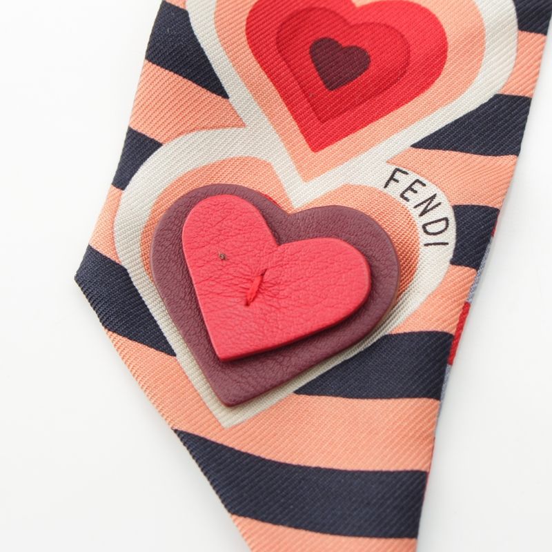Fendi Lappy Silk Valentine's Day Limited Edition Heart Leather Charm Allover