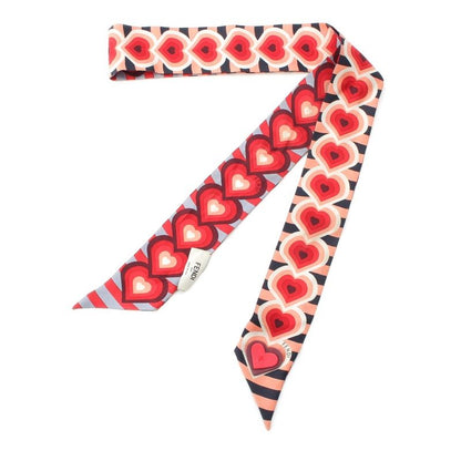 Fendi Lappy Silk Valentine's Day Limited Edition Heart Leather Charm Allover