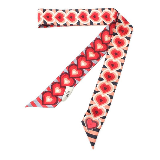 Fendi Lappy Silk Valentine's Day Limited Edition Heart Leather Charm Allover