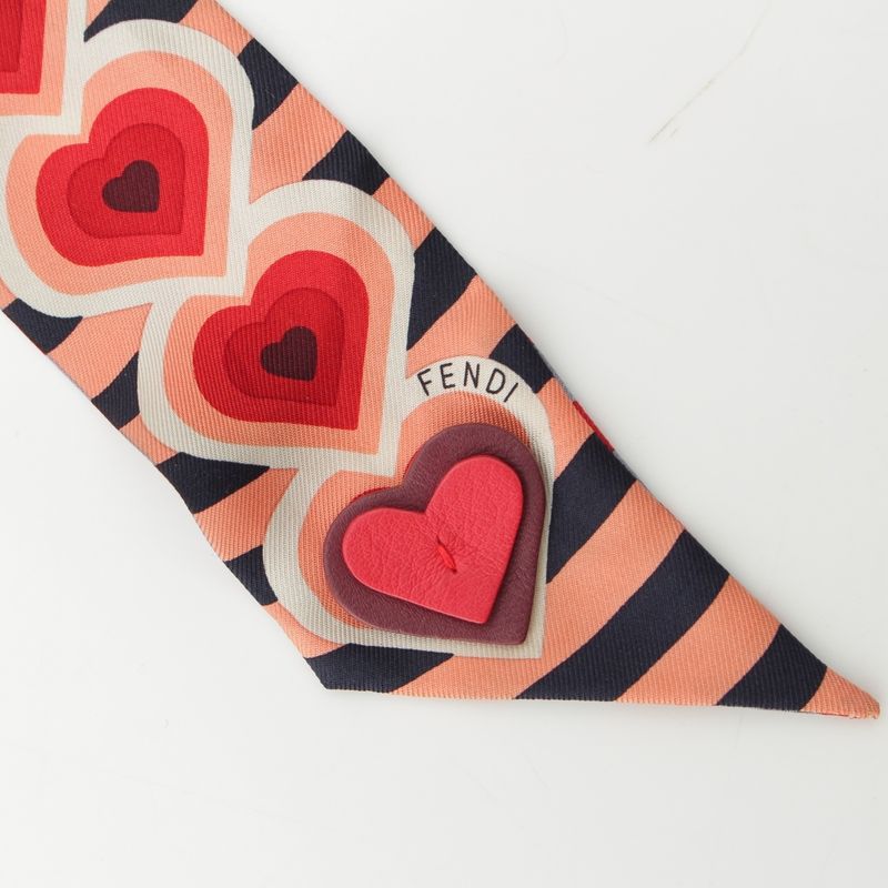 Fendi Lappy Silk Valentine's Day Limited Edition Heart Leather Charm Allover