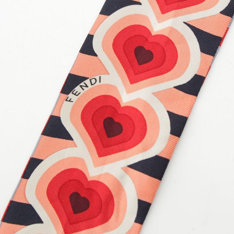 Fendi Lappy Silk Valentine's Day Limited Edition Heart Leather Charm Allover