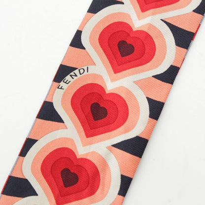 Fendi Lappy Silk Valentine's Day Limited Edition Heart Leather Charm Allover