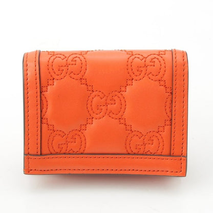 Gucci Leather Ggmatelasse Compact Wallet Fold Wallet 723786 Orange