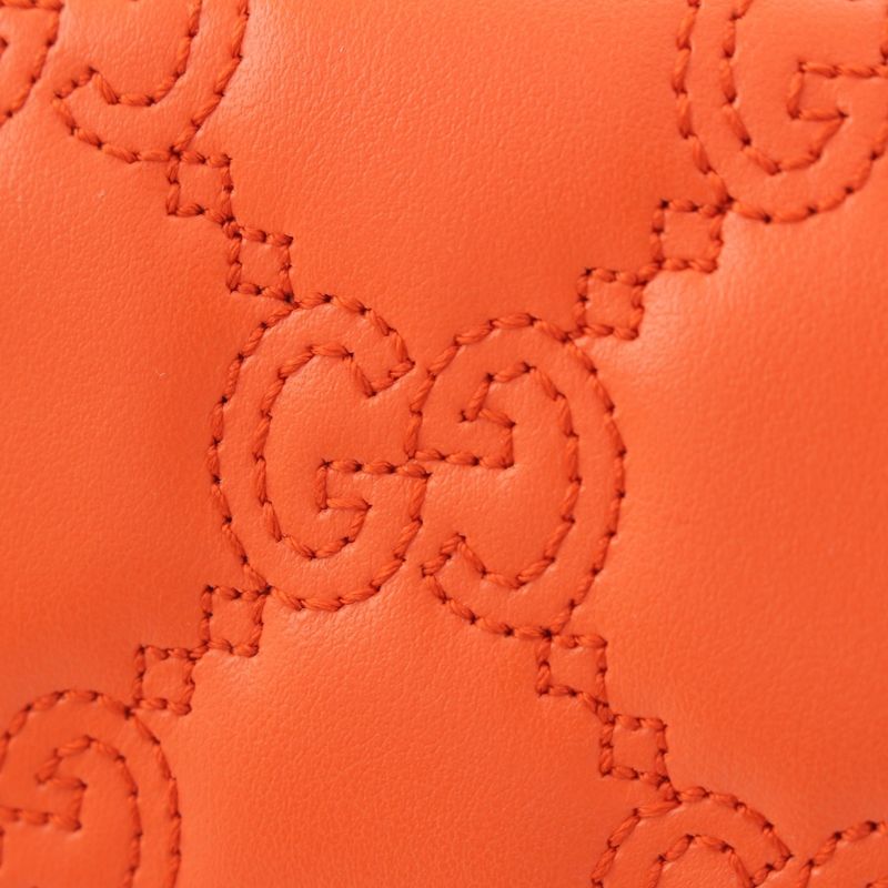 Gucci Leather Ggmatelasse Compact Wallet Fold Wallet 723786 Orange