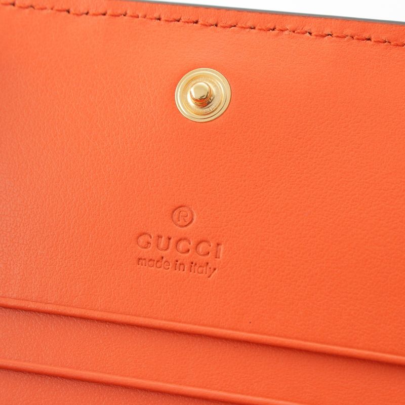 Gucci Leather Ggmatelasse Compact Wallet Fold Wallet 723786 Orange