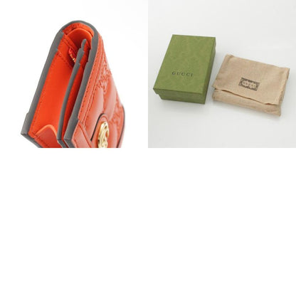 Gucci Leather Ggmatelasse Compact Wallet Fold Wallet 723786 Orange