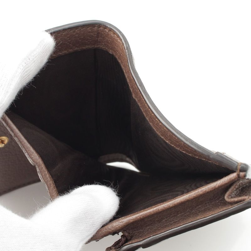 Gucci PVC X Leather GG Supreme Compact Wallet Bifold Wallet 523155 Beige