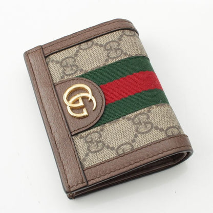 Gucci PVC X Leather GG Supreme Compact Wallet Bifold Wallet 523155 Beige