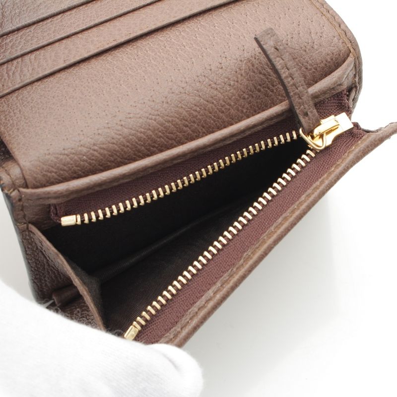 Gucci PVC X Leather GG Supreme Compact Wallet Bifold Wallet 523155 Beige