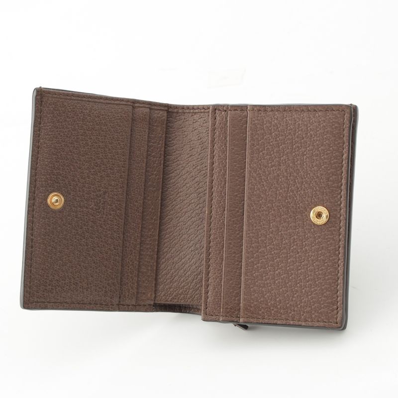 Gucci PVC X Leather GG Supreme Compact Wallet Bifold Wallet 523155 Beige