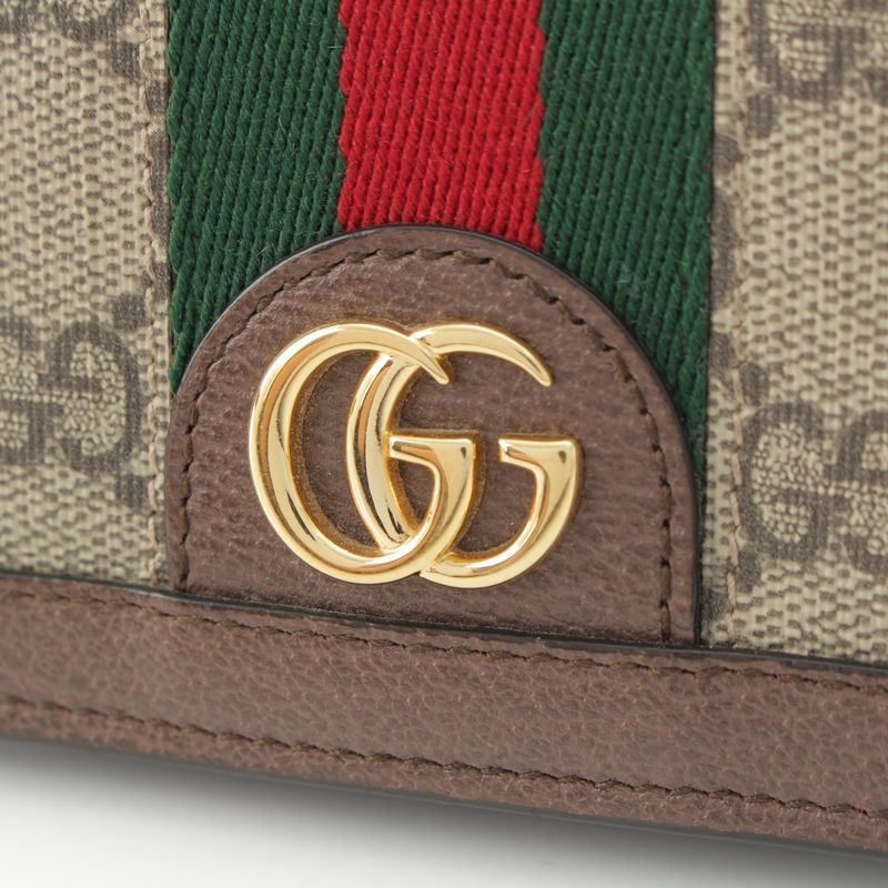 Gucci PVC X Leather GG Supreme Compact Wallet Bifold Wallet 523155 Beige