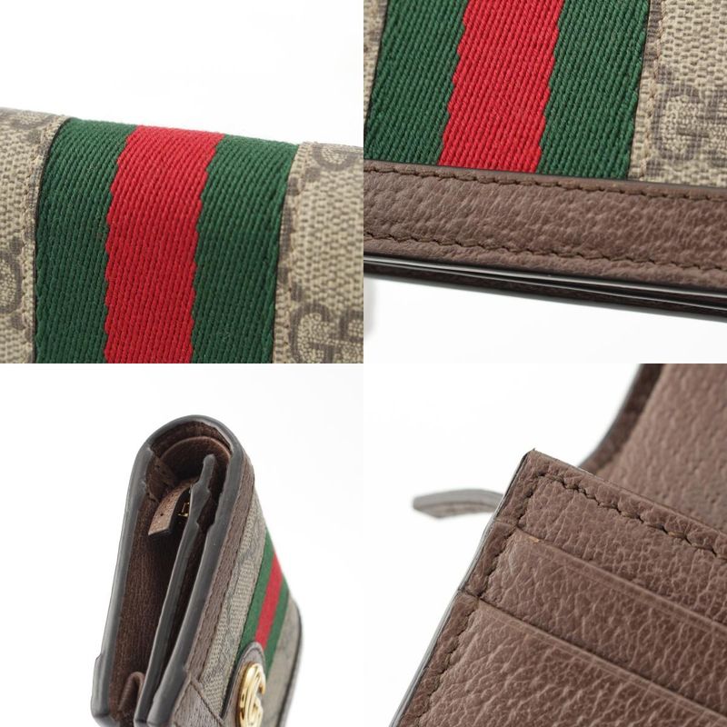 Gucci PVC X Leather GG Supreme Compact Wallet Bifold Wallet 523155 Beige