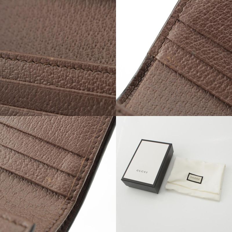 Gucci PVC X Leather GG Supreme Compact Wallet Bifold Wallet 523155 Beige