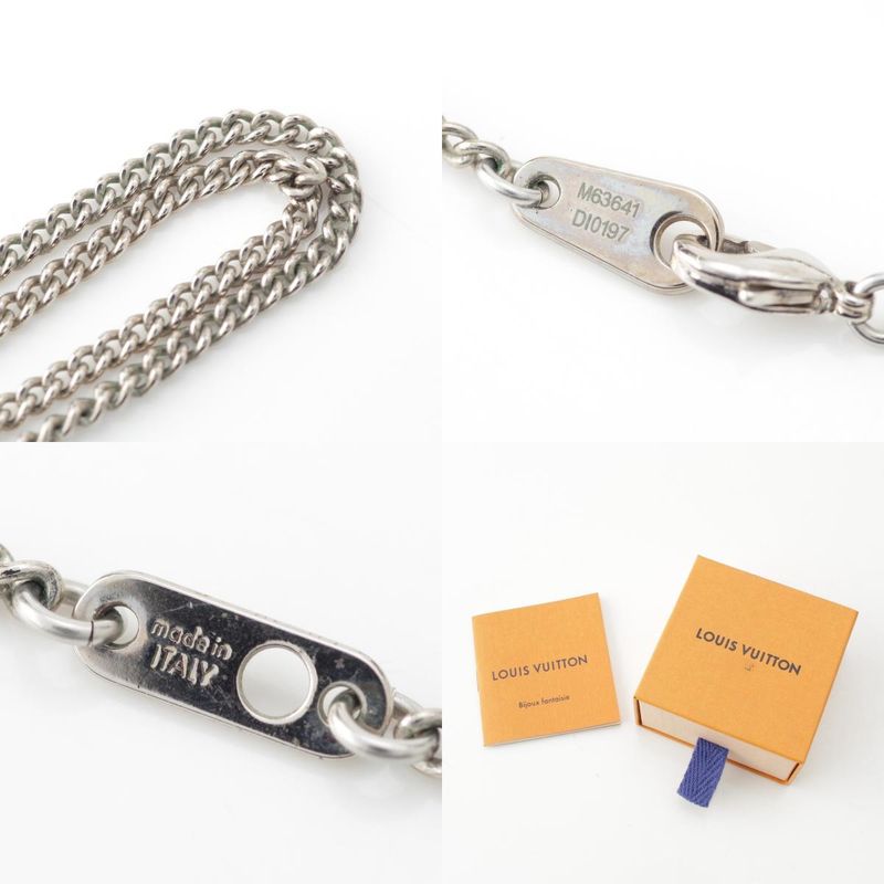 Louis Vuitton Monogram Eclipse Collier Charm Necklace Accessory M63641 Silver