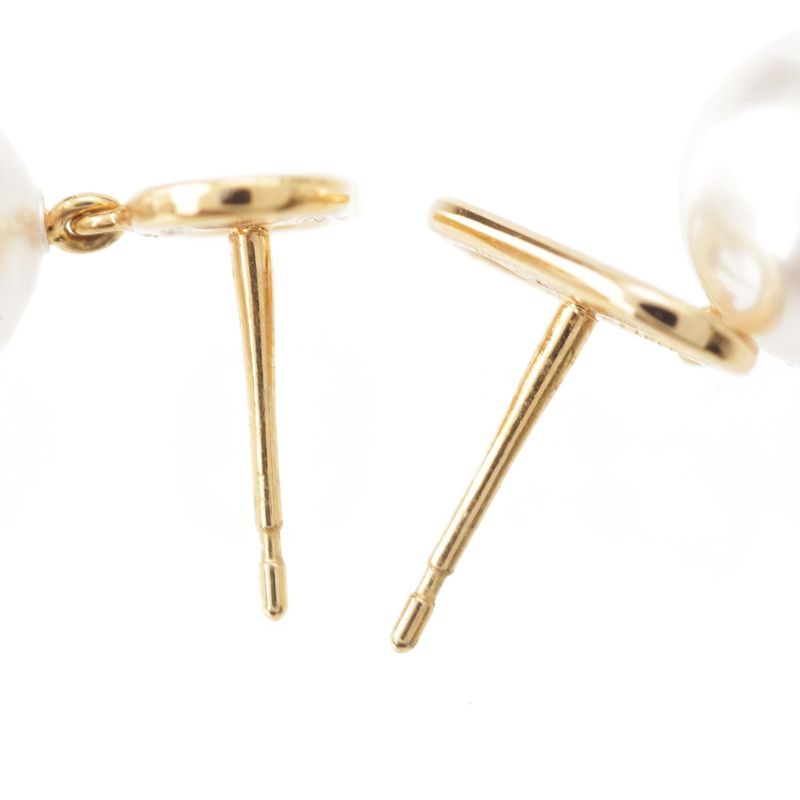 Celine Triomphe Glass Pearl Earrings Binaural Accessories GP Gold