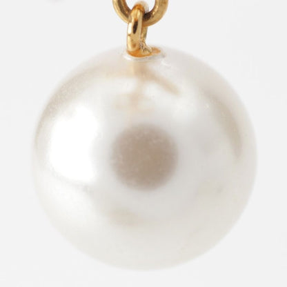 Celine Triomphe Glass Pearl Earrings Binaural Accessories GP Gold