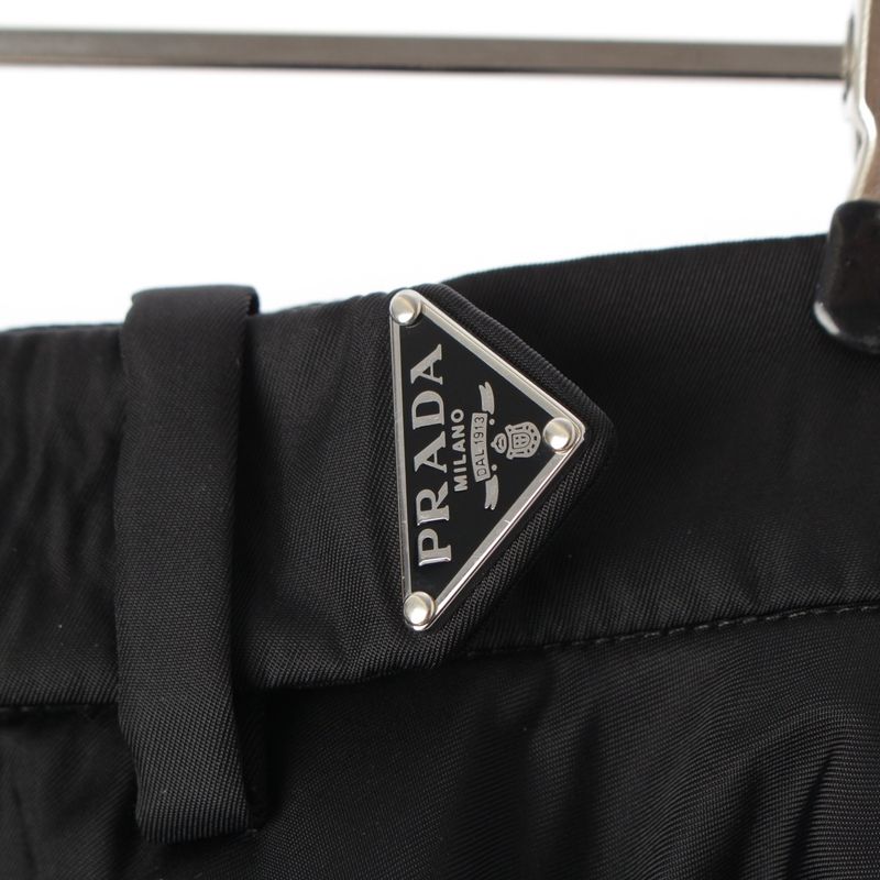 Prada 23 Re Nylon Triangle Logo Flared Long Skirt Bottoms 21x925 Black 36