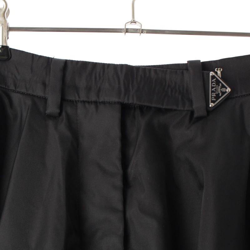 Prada 23 Re Nylon Triangle Logo Flared Long Skirt Bottoms 21x925 Black 36