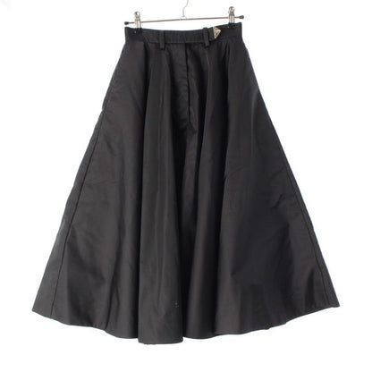 Prada 23 Re Nylon Triangle Logo Flared Long Skirt Bottoms 21x925 Black 36