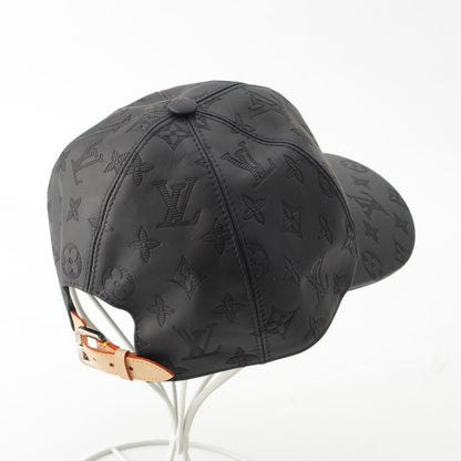 Louis Vuitton Leather Monogram Shadow Baseball Hat Cap M76580 Black